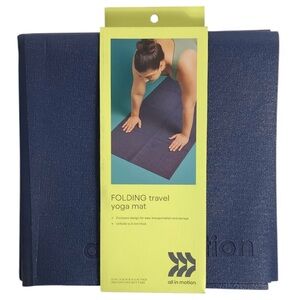 All in Motion Folding Travel Yoga Mat Navy 72x24 Inches 3mm New Lightweight